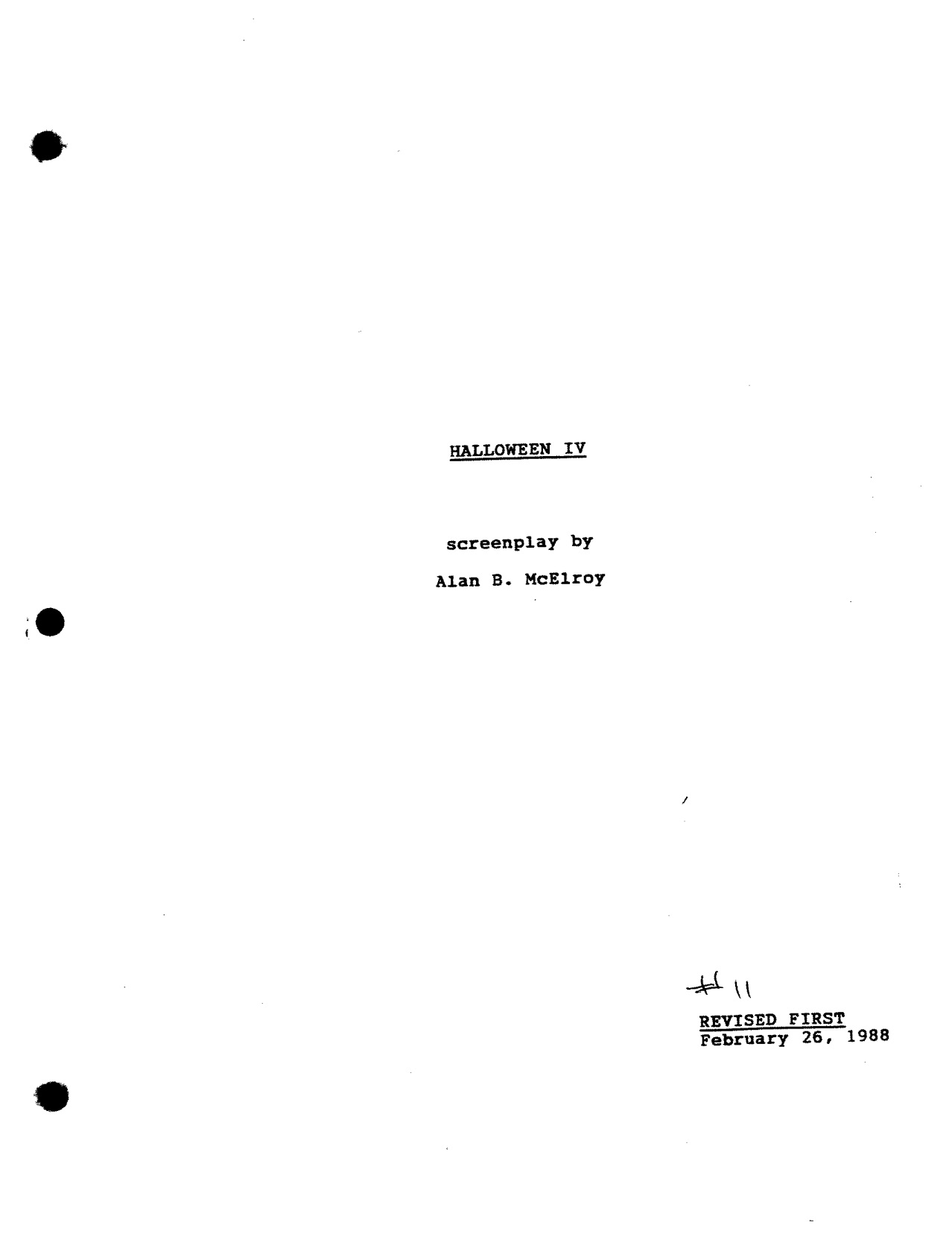 Halloween 4: The Return of Michael Myers (1988) - Revised First Draft